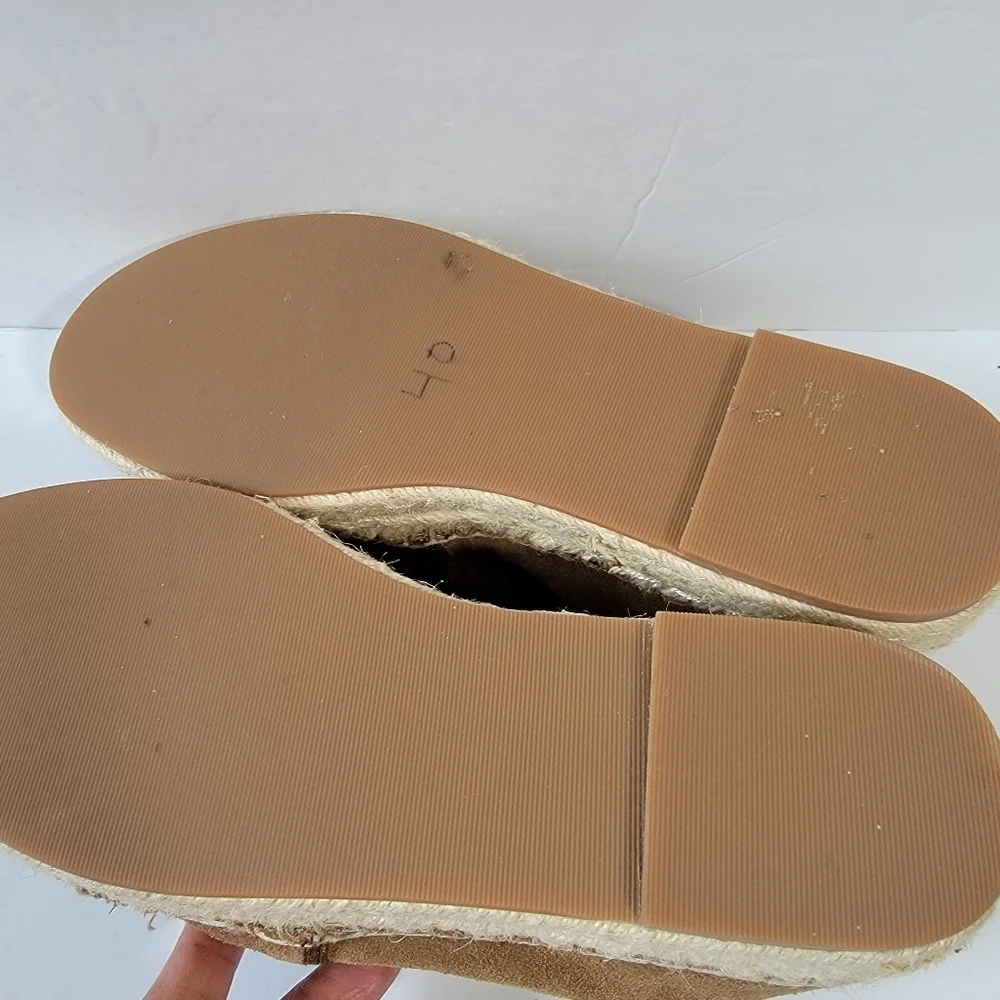 BLONDO Empeigne Cuir Women Espadrille Wedges Loafer Sz 9 Waterproof Tan Leather